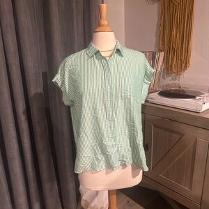 Velvet Heart Green and White Striped Shirt